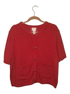 H&M Short-Sleeve Button Cardigan in Red